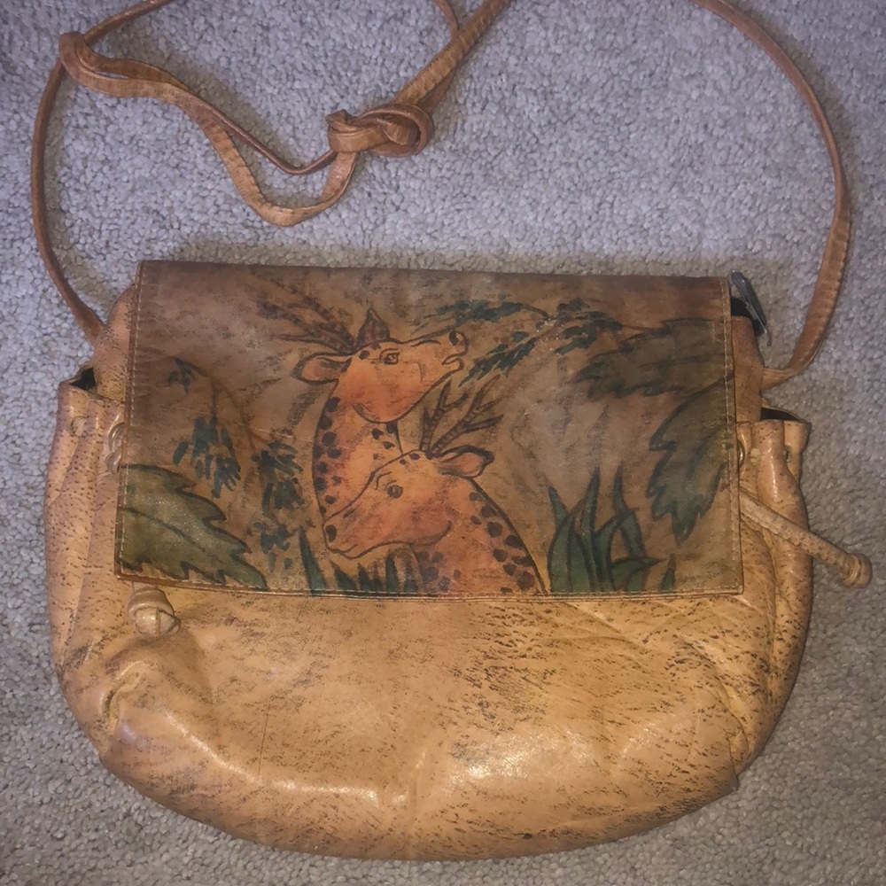 Hand painted leather handbag
